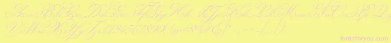 MonsieurladoulaiseRegular-Schriftart – Rosa Schriften auf gelbem Hintergrund