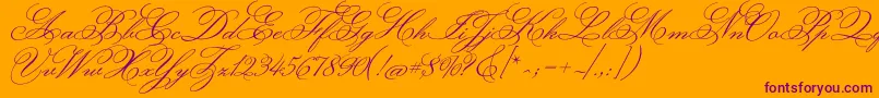 MonsieurladoulaiseRegular-Schriftart – Violette Schriften auf orangefarbenem Hintergrund