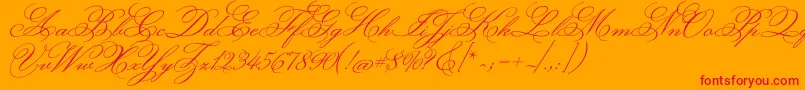 MonsieurladoulaiseRegular Font – Red Fonts on Orange Background