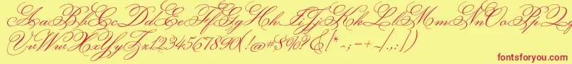 MonsieurladoulaiseRegular-Schriftart – Rote Schriften auf gelbem Hintergrund