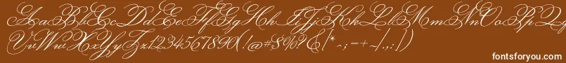 MonsieurladoulaiseRegular-Schriftart – Weiße Schriften auf braunem Hintergrund