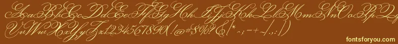 MonsieurladoulaiseRegular-Schriftart – Gelbe Schriften auf braunem Hintergrund