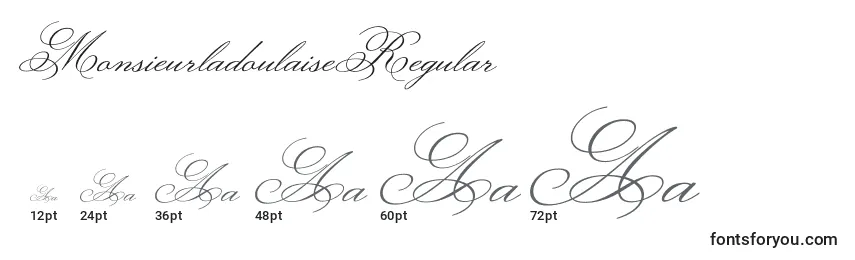 Размеры шрифта MonsieurladoulaiseRegular