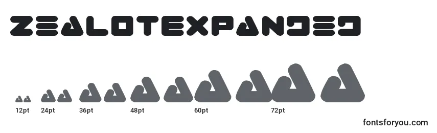 Размеры шрифта ZealotExpanded