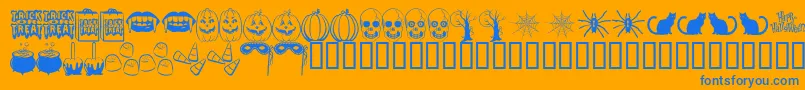 TrickOrTreatBv-Schriftart – Blaue Schriften auf orangefarbenem Hintergrund