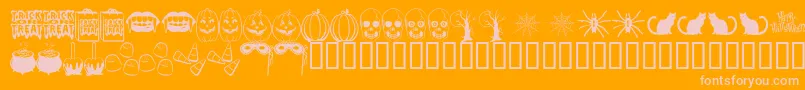 TrickOrTreatBv-Schriftart – Rosa Schriften auf orangefarbenem Hintergrund