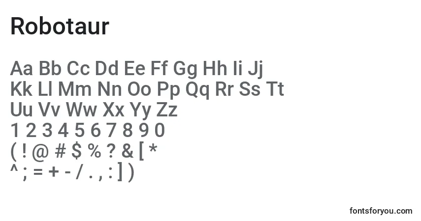 A fonte Robotaur – alfabeto, números, caracteres especiais