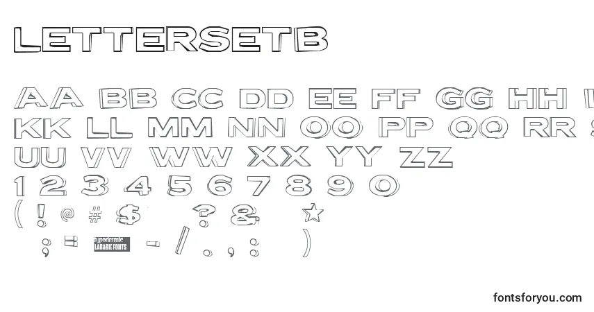 Czcionka Lettersetb – alfabet, cyfry, specjalne znaki