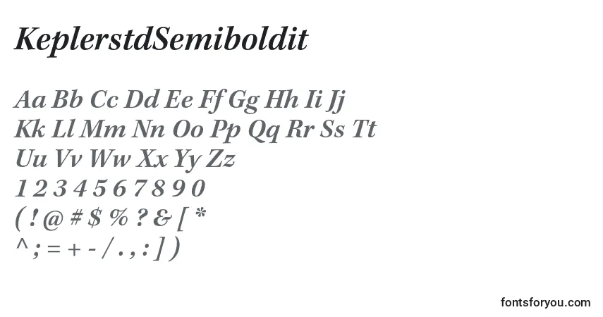 A fonte KeplerstdSemiboldit – alfabeto, números, caracteres especiais