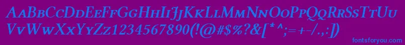 LinlibertineAszi-Schriftart – Blaue Schriften auf violettem Hintergrund