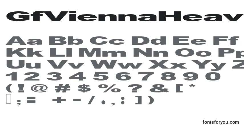 Schriftart GfViennaHeavy – Alphabet, Zahlen, spezielle Symbole