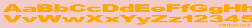 フォントGfViennaHeavy – オレンジの文字がピンクの背景にあります。