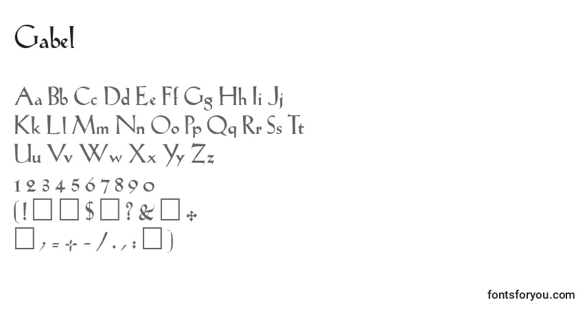 Schriftart Gabel – Alphabet, Zahlen, spezielle Symbole