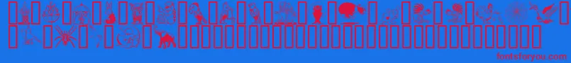 KarenHelenesDingbats-Schriftart – Rote Schriften auf blauem Hintergrund