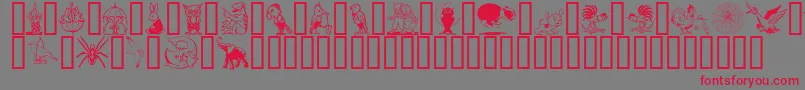 フォントKarenHelenesDingbats – 赤い文字の灰色の背景
