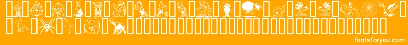 フォントKarenHelenesDingbats – オレンジの背景に白い文字