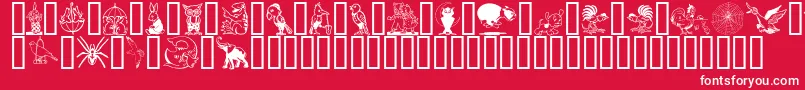 フォントKarenHelenesDingbats – 赤い背景に白い文字