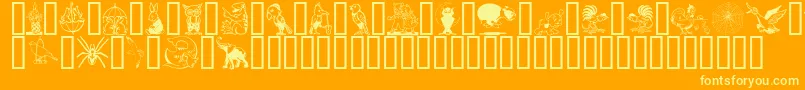 More about KarenHelenesDingbats Font KarenHelenesDingbats Font – Yellow Fonts on Orange Background