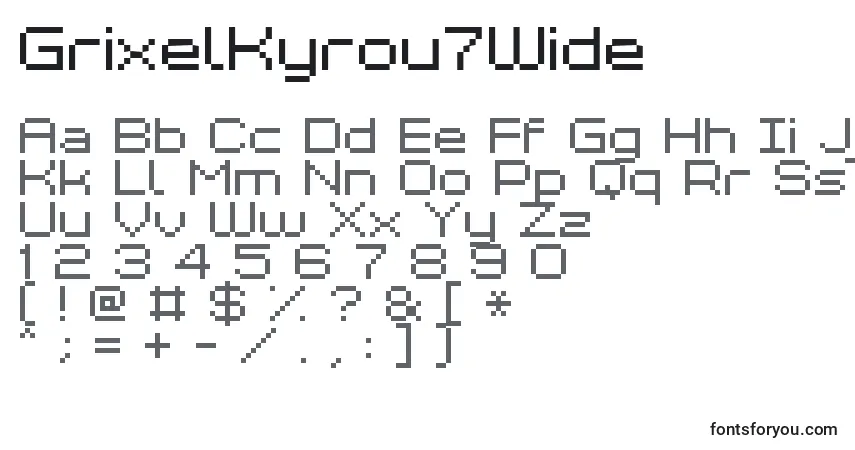 Czcionka GrixelKyrou7Wide – alfabet, cyfry, specjalne znaki