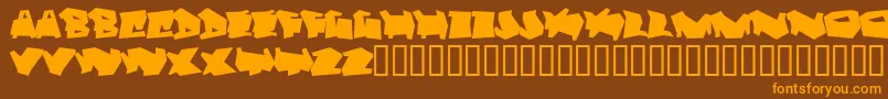 フォントDortmund – オレンジ色の文字が茶色の背景にあります。