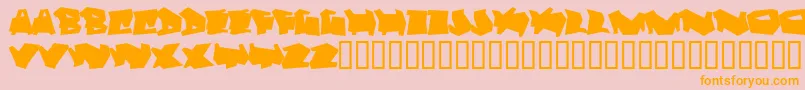 フォントDortmund – オレンジの文字がピンクの背景にあります。