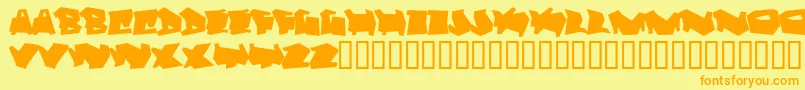 フォントDortmund – オレンジの文字が黄色の背景にあります。