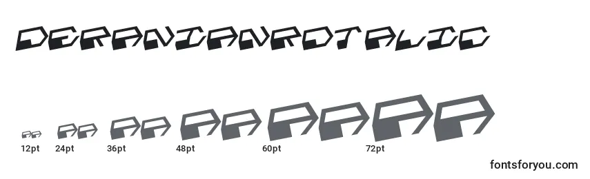 Размеры шрифта DeranianRotalic