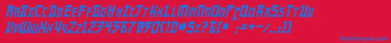 MangaItalic Font – Blue Fonts on Red Background