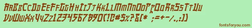 Fonte MangaItalic – fontes marrons em um fundo verde