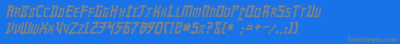 MangaItalic-fontti – harmaat kirjasimet sinisellä taustalla