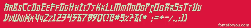 MangaItalic Font – Green Fonts on Red Background