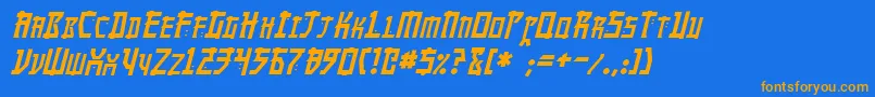 MangaItalic-Schriftart – Orangefarbene Schriften auf blauem Hintergrund