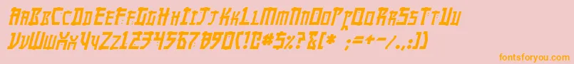 フォントMangaItalic – オレンジの文字がピンクの背景にあります。