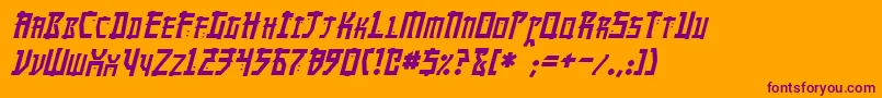 MangaItalic-Schriftart – Violette Schriften auf orangefarbenem Hintergrund