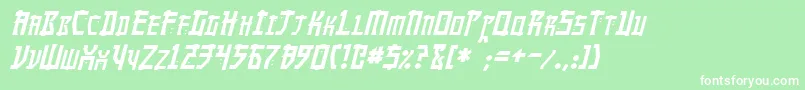 MangaItalic-Schriftart – Weiße Schriften auf grünem Hintergrund