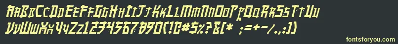 フォントMangaItalic – 黒い背景に黄色の文字