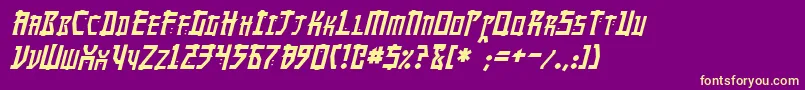MangaItalic-fontti – keltaiset fontit violetilla taustalla