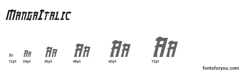 Размеры шрифта MangaItalic
