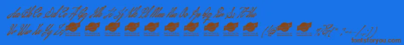 JanuaryscriptPersonalUseOnly Font – Brown Fonts on Blue Background