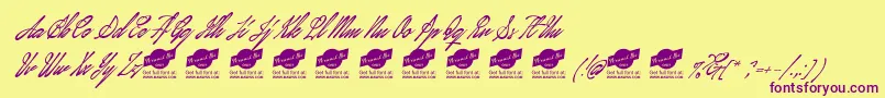 JanuaryscriptPersonalUseOnly-fontti – violetit fontit keltaisella taustalla
