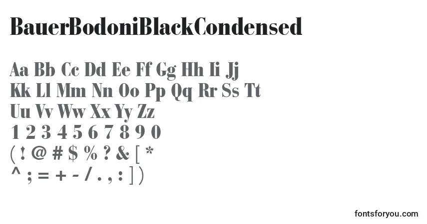 A fonte BauerBodoniBlackCondensed – alfabeto, números, caracteres especiais
