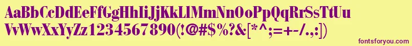 BauerBodoniBlackCondensed Font – Purple Fonts on Yellow Background