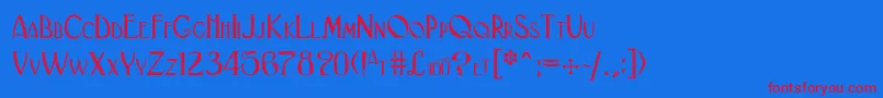 BlackadderiiNormal-Schriftart – Rote Schriften auf blauem Hintergrund