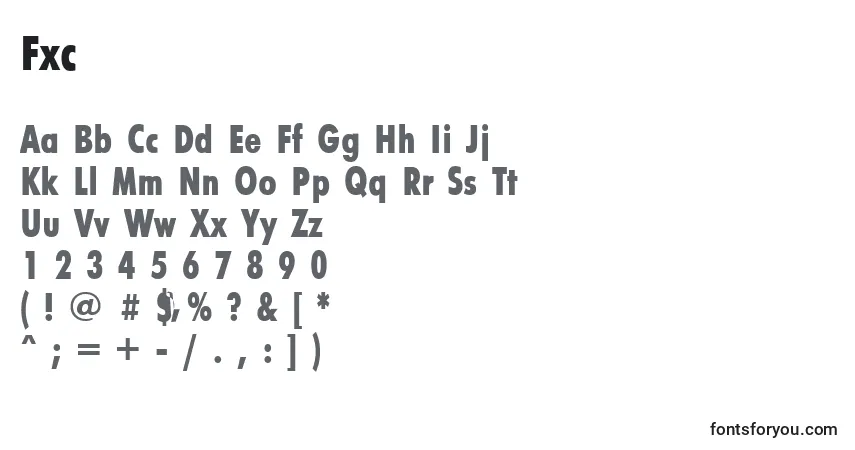 Schriftart Fxc – Alphabet, Zahlen, spezielle Symbole