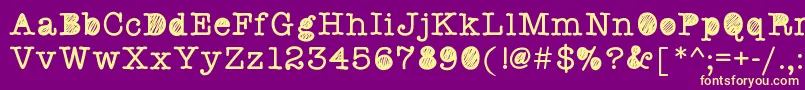 Swquickstaffmeeting-Schriftart – Gelbe Schriften auf violettem Hintergrund