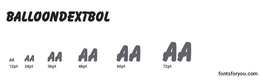 Размеры шрифта Balloondextbol