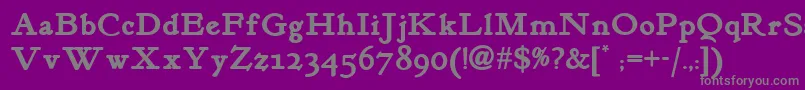 フォントKelmscottromannf ffy – 紫の背景に灰色の文字
