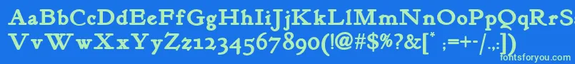 Kelmscottromannf ffy Font – Green Fonts on Blue Background