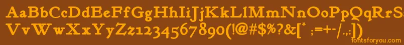Kelmscottromannf ffy Font – Orange Fonts on Brown Background
