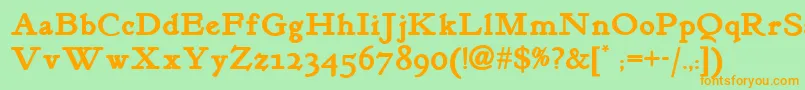 Kelmscottromannf ffy Font – Orange Fonts on Green Background